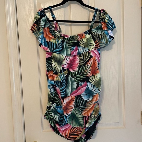 Swim Solutions Tummy Control Tropical Print One‎ Piece Swimsuit Size 24W - Picture 11 of 12